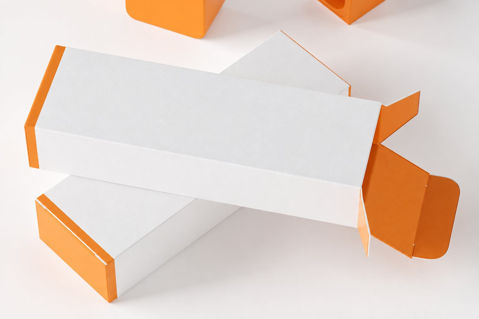 Orange and white printed folding carton style