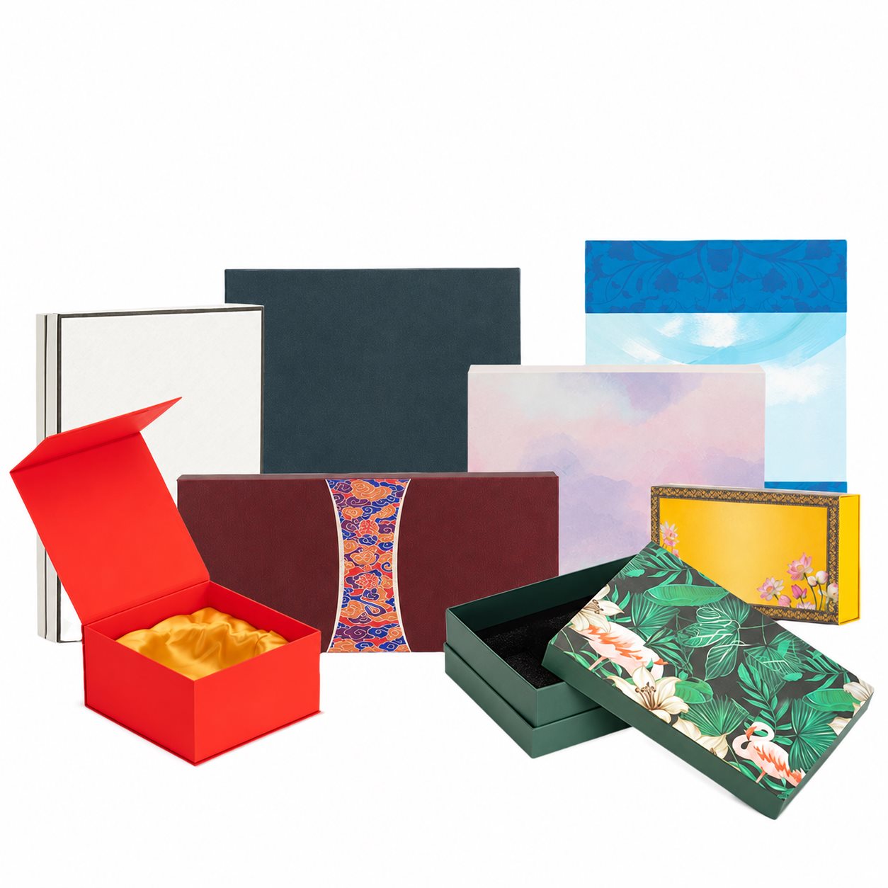 Paper box style illustrations for custom packaging development